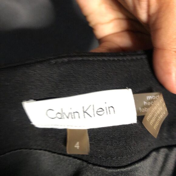 calvin klein womens skirt 4 small s white black textured zip back zip work r1 - Picture 2 of 13